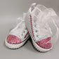 Dollbling Handmade White Pearls Bling Rhinestone Baby Crib Shoes Christening Outfit Wedding Sparkle Organza Baptism 0-3m Shoes