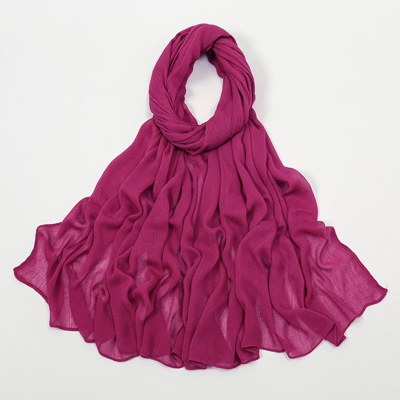 New Crinkle Rayon Hijab For Women Muslim Scarf Long Shawls Solid Islamic Turban Headband Heascarf Wraps Ramandan Headband
