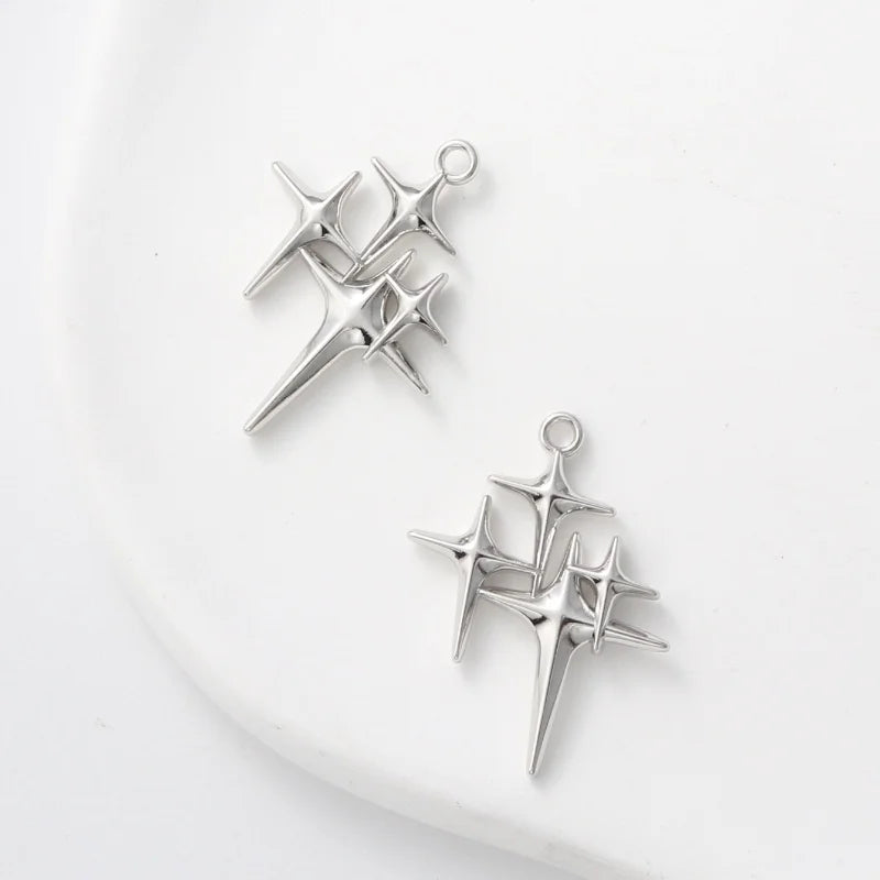 10pcs Silver Color Star Moon Cross Zinc Alloy Pendant For DIY Handmade Necklace Bracelet  Jewelry Making