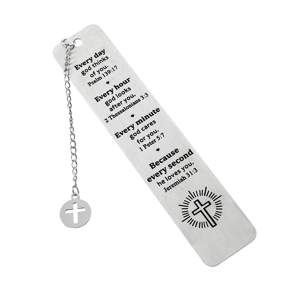 Stainless Steel Bible Bookmark Pray Cross Believer Bookmark High Quality Reading Tool Stationery for Men Women Festival Gifts