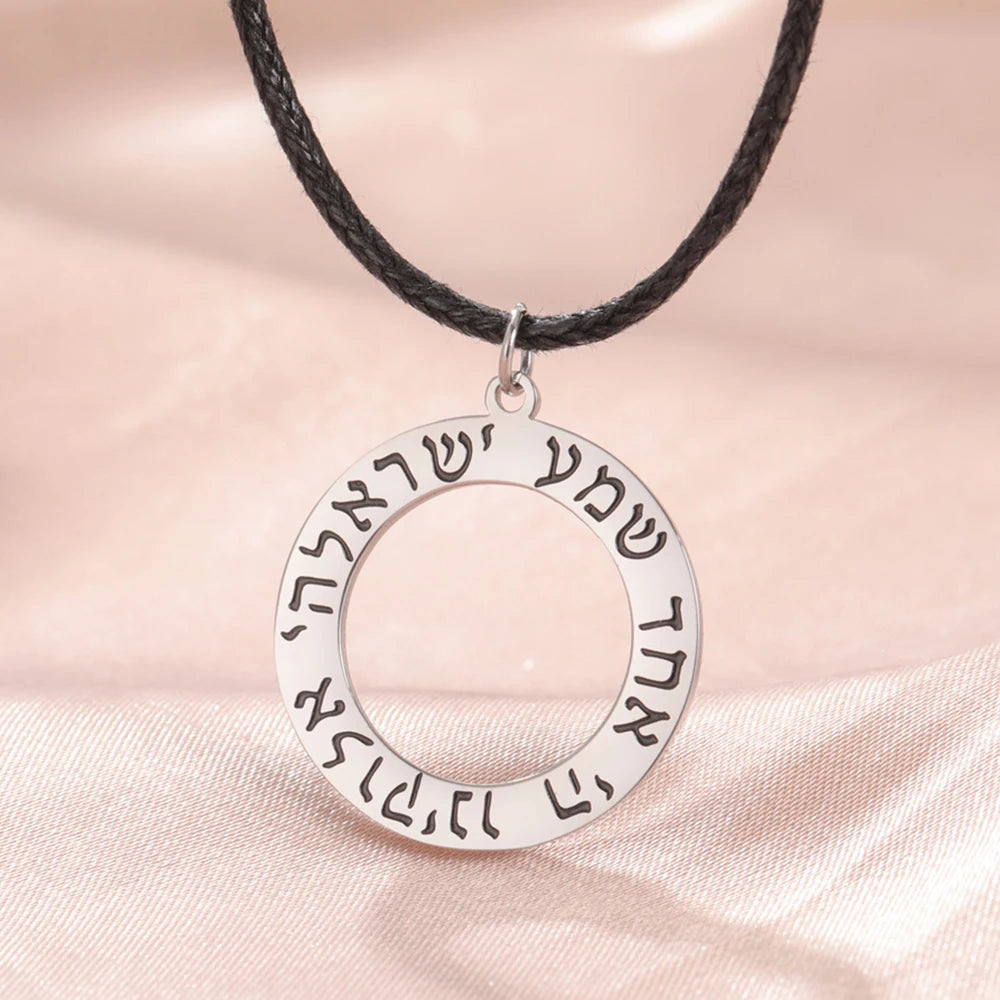 My Shape Hebrew Prayer Necklaces Shema Israel Blessing Stainless Steel Pendant Necklace Star of David Jewish Jewelry Wholesale