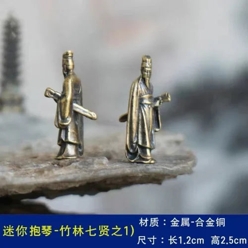 Micro Landscape Bronze Chinese Buddha Ancient Tea Ceremony Zen Moss Rockery Bonsai Sand Table Decorationfairy Garden Miniatures