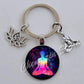 Indian Buddha Meditation 7 Chakra Mandala Psychedelic Yoga Glass Cabochon Keychain Ornament