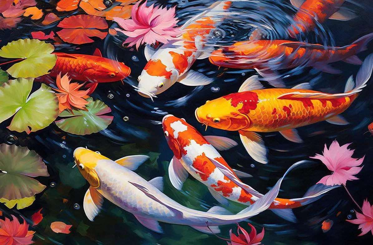 Asian Japanese Zen Tranquility Natural Aesthetics Koi Carp Art Poster Canvas Printing Living Room Bedroom Home Wall Decoration