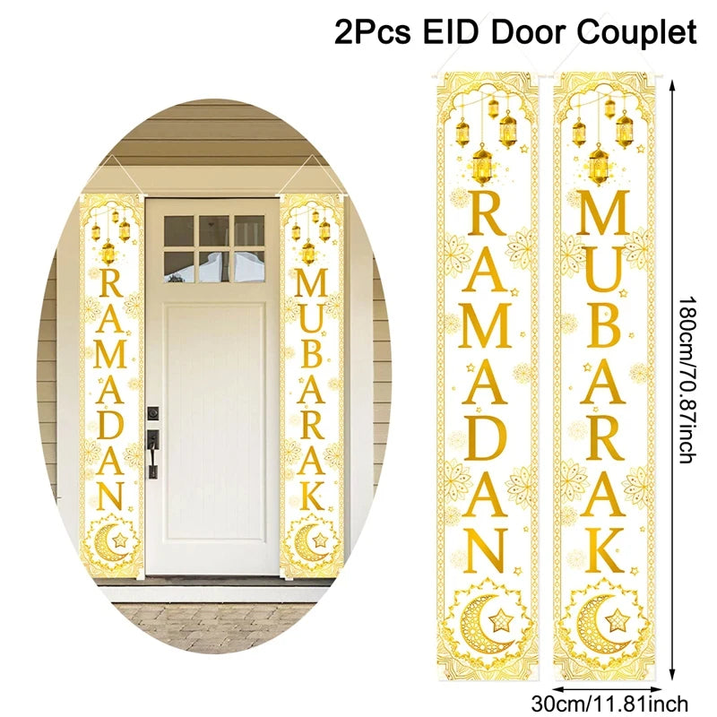Eid Mubarak Door Banner Ramadan Decoration for Home 2025 Mubarak Ramadan Kareem Islamic Muslim Party Decor Eid Al Adha Gifts
