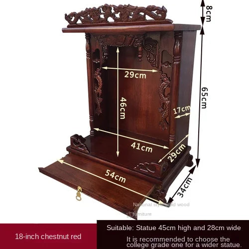 Standing Cabinet with Buddhist Nativity, Solid Wood, God of Wealth