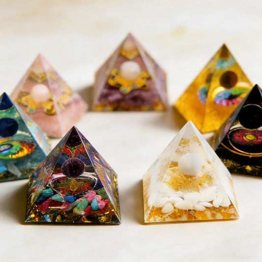 1.97inch Natural Resin Amethyst Pyramid - The Seven Chakras Balancing Tool, Meditation Healing Christmas Decoration