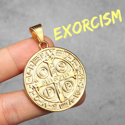St.Benedict Exorcism Powerful Amulet Men Necklaces Stainless Steel Pendant Chain Women Jewelry Vintage Halloween Gifts Wholesale