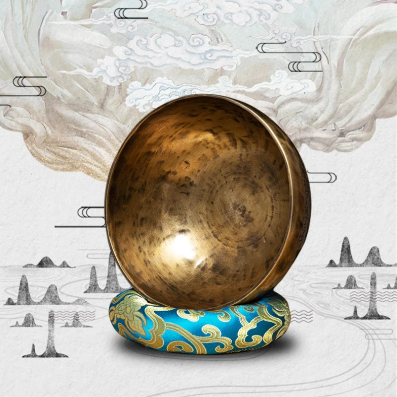 Nepal Full Moon Singing Bowl Mallet Cushion Sound Bowl Set Copper Music Therapy Sontherapy Sound Healing Meditation Instrument