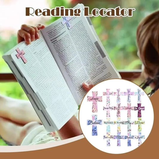 12/16/24PCS Plastic Bible Magnetic Bookmarks Double-Sided Leather Material Cross Bookmark Cross Shape Durable Construction