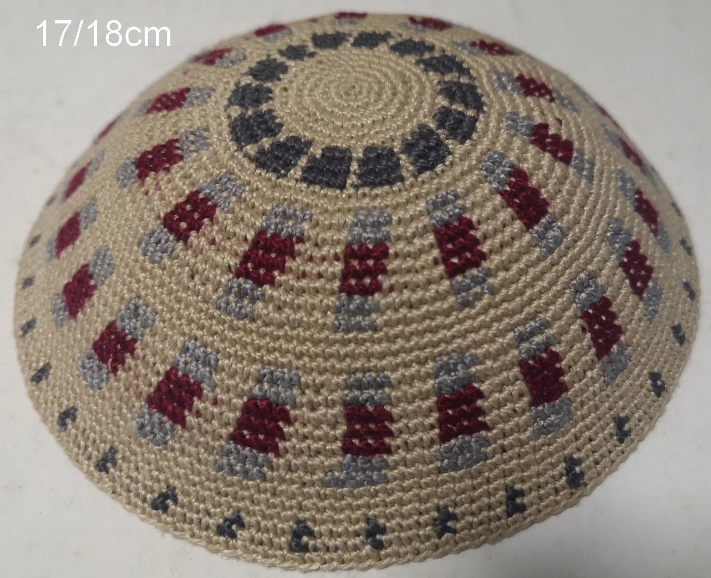 HIGH QUALITY HANDMADE KNITTED YARMULKE KIPPAH WHITE TOP PRICE PER PIECE