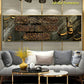 1 golden Islamic script art canvas painting, used for home and office wall decoration 2D flat printing frameless painting