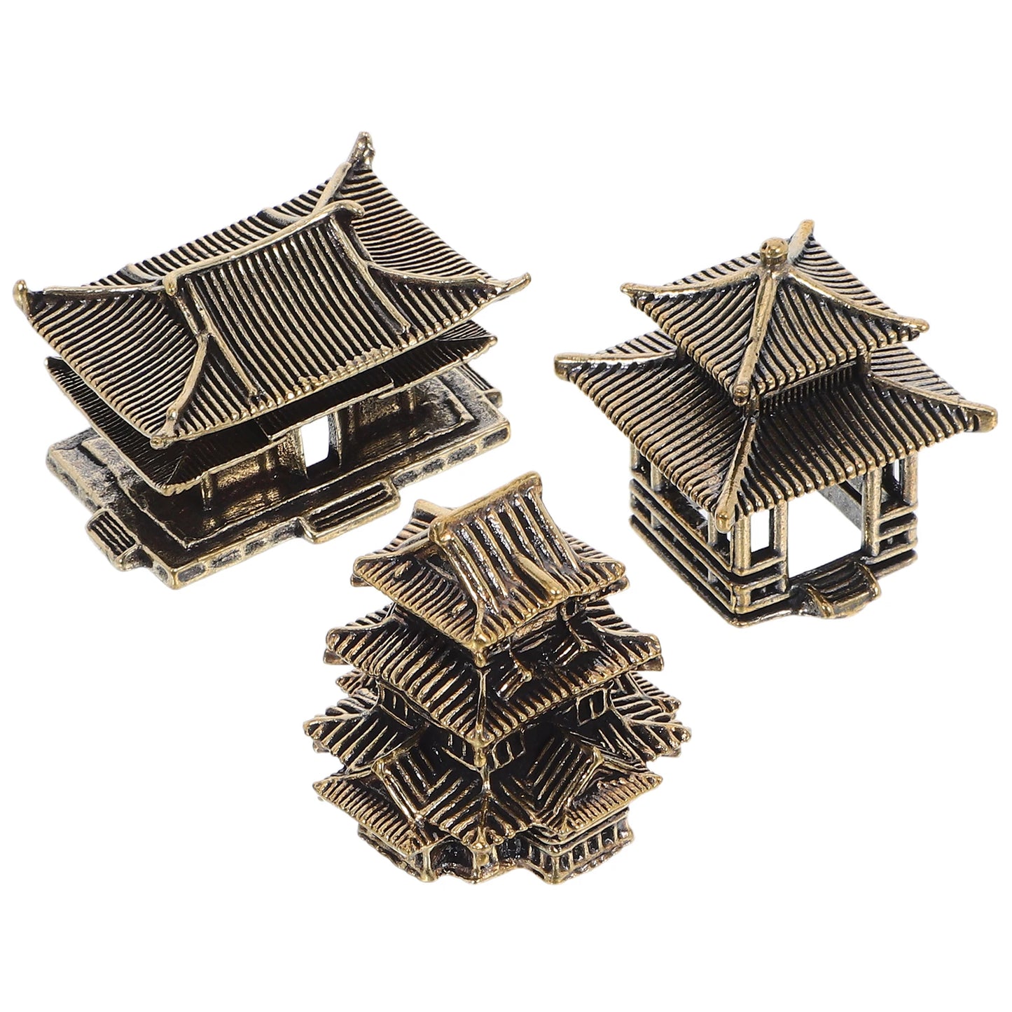 3pcs Brass Tiny Pagoda Model Zen Garden Decor Miniature Asian Ornaments For Aquarium Landscaping Japanese Style Lantern
