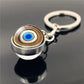 Blue Türkiye Eye of Evil Key Chain Pendant Double Crystal Glass Ball Pendant Metal Key Chain Pendant