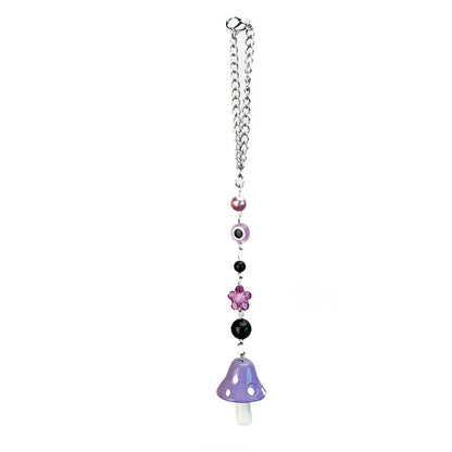 1Pcs Mushroom Car Hanging Ornament with Evil Eye Charms Black Red Mushroom Evil Eye Car Mirror Hanging Accessories
