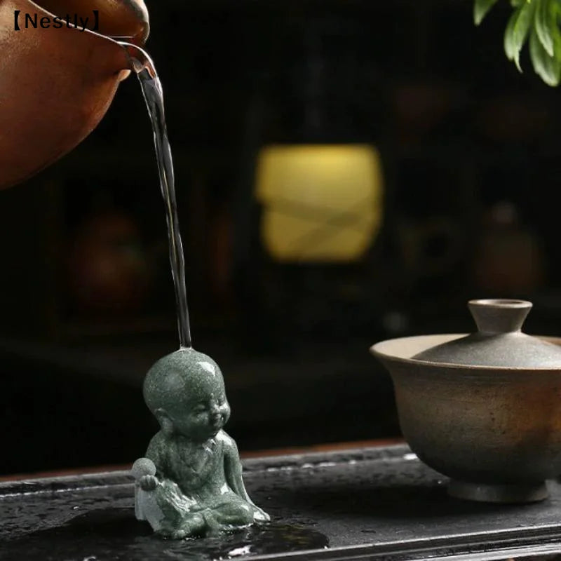 Chinese Style Buddha Statue Cute Little Monk Figurines Fish Tank Moss Landscaping Zen Oriental Aesthetic Garden Decoration〔Nest〕