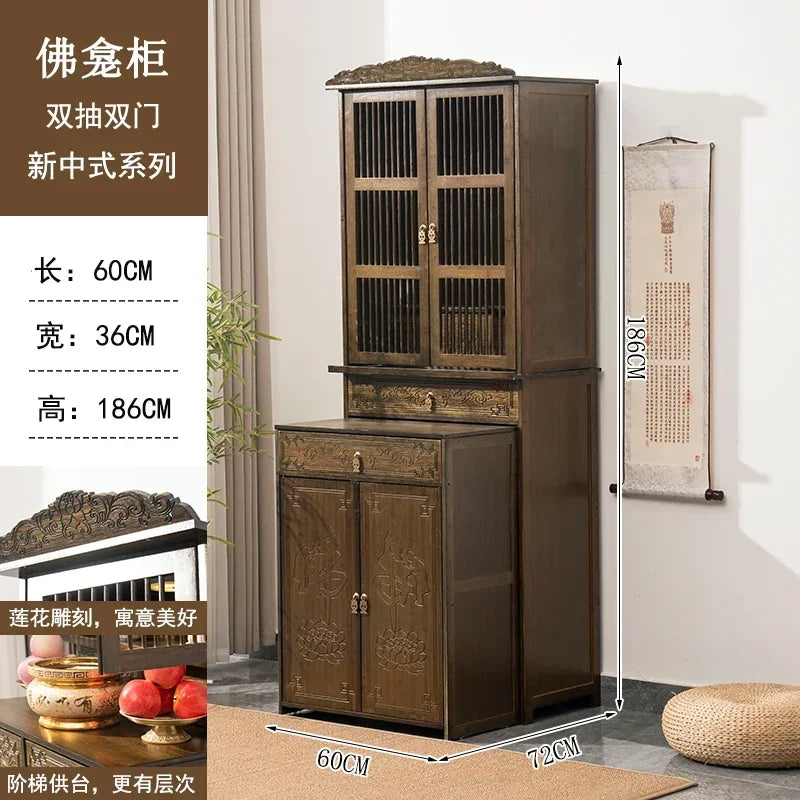 G1   Buddhist shrine stand cabinet, God of Wealth cabinet, household Buddha statue, Guan Gong Bodhisattva worship altar cabinet