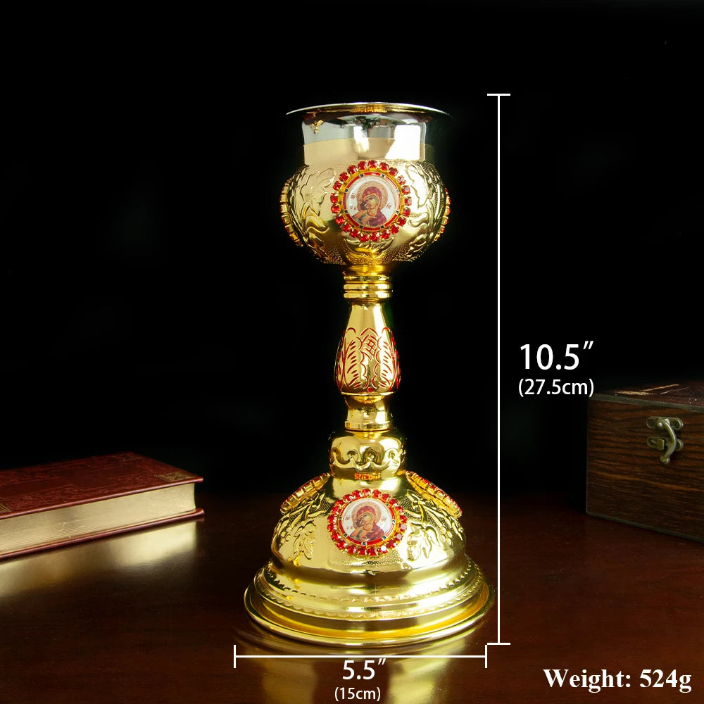 HTISOK Christian Chalice Church Ceremonial Supplies Alloy Metal Holy Cups Exquisitely Carved Holy Water Spoons And Cups