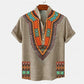 Men's shirt ethnic style 3D printing henley shirt, men's fashion button down collar short sleeve, high quality men's tops