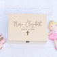 Personalized Wooden Baptism Keepsake Box ,Baptism Gifts For Baby Girl Or Baby Boy, Engraved Memory Box That Pattern With Wreath