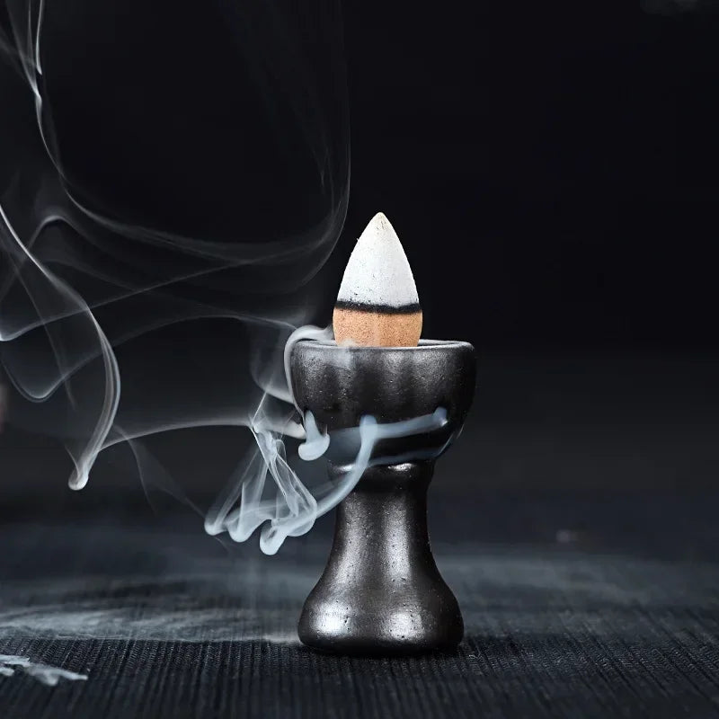 1Box Oversized 30 Minutes Smoke Backflow Tower Incense Cones 22 Pcs Gift Hardcover Sandalwood Incense With Holder Ceramic Burner