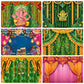 Indian Traditional Photography Background Marigold Green Leaf Hindu Indian Wedding Holi Flowers Garland Anniversary Backdrops
