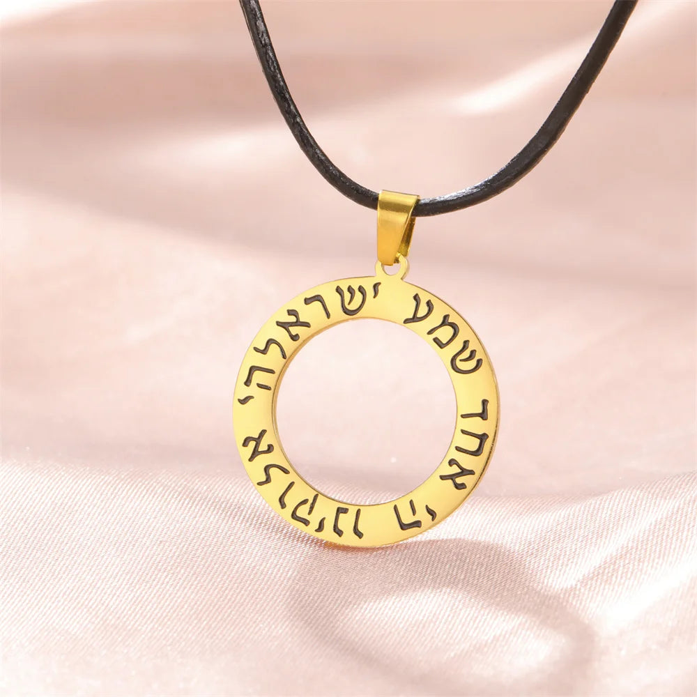 My Shape Hebrew Prayer Necklaces Shema Israel Blessing Stainless Steel Pendant Necklace Star of David Jewish Jewelry Wholesale