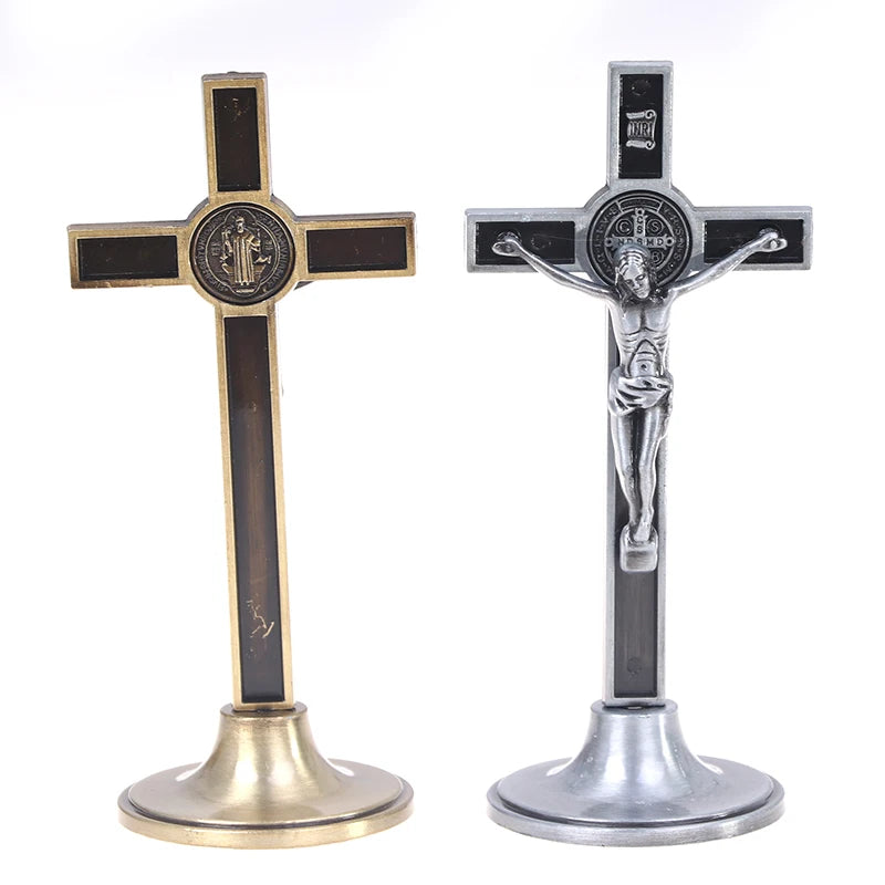 Church Relics Jesus on the Stand Cross Wall Crucifix Antique Home Chapel Decor 1pc