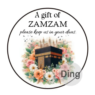 Personalised ZamZam Water Bottle Stickers Hajj Umrah Mubarak Eid Label Box Bag Seal Muslim Ramadan Kareem Celebration