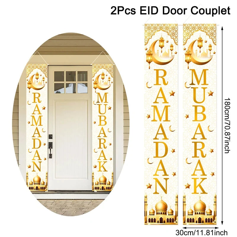 Eid Mubarak Door Banner Ramadan Decoration for Home 2025 Mubarak Ramadan Kareem Islamic Muslim Party Decor Eid Al Adha Gifts