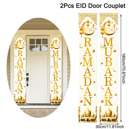 Eid Mubarak Door Banner Ramadan Decoration for Home 2025 Mubarak Ramadan Kareem Islamic Muslim Party Decor Eid Al Adha Gifts