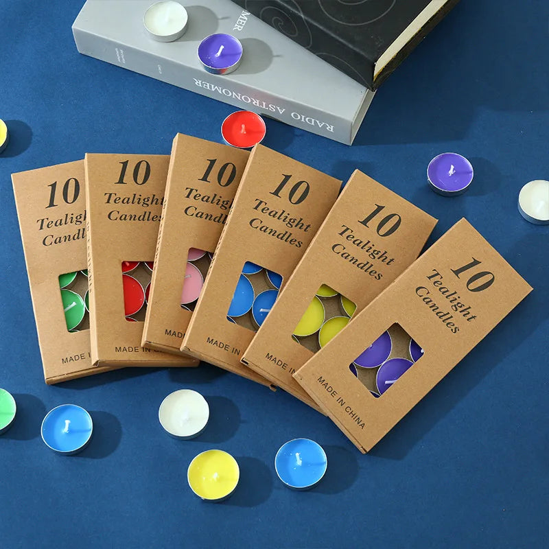 10pcs Round Aluminum Tea Candles Confession Candles Tea Making Heat Preservation Small Candles Smokeless and Odorless Candles