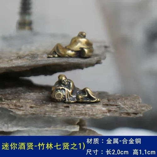 Micro Landscape Bronze Chinese Buddha Ancient Tea Ceremony Zen Moss Rockery Bonsai Sand Table Decorationfairy Garden Miniatures