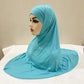 Women 2 Piece Solid Color Amira Jersey Muslim Hijab Soft Stretch Head Scarf with Tube Inner Underscarf Cap Hood Prayer Turbante