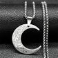 Crescent Moon Islamic Muslim Pendant Necklace for Women Men Stainless Steel Gold Color Arabic Quran Chain Amulet Jewelry Gift