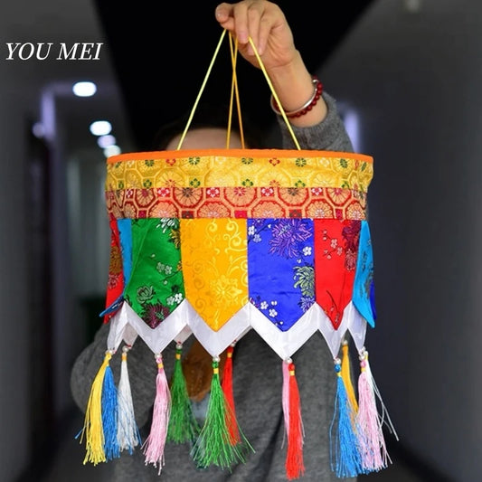 Tibetan-Style Five-Colored Victory Banner,Embroidered Prayer Flag Hanging Banner, Buddhist Hall Arrangement Hanging Decoration