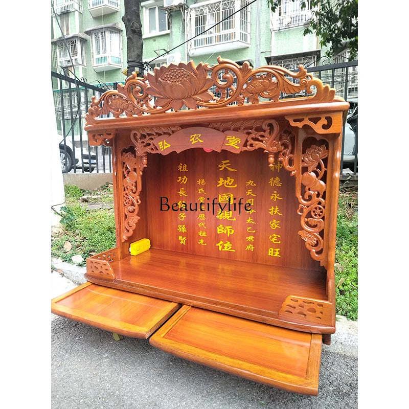 Altar Wall-Mounted Buddha Statue Offering Table Incense Holder Storage Rack