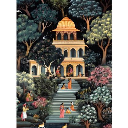 Hindu God Spiritual Serene Forest Temple Scene Indian Nature&Wildlife Poster Canvas Painting Wall Art Pictures Home Decor