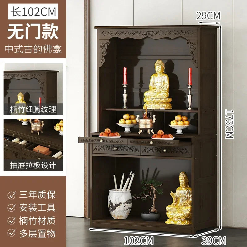 G1   Buddhist shrine stand cabinet, God of Wealth cabinet, household Buddha statue, Guan Gong Bodhisattva worship altar cabinet