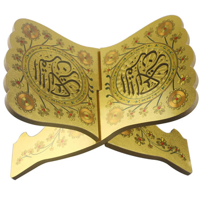 Ramadan Quran Holder Folding Bible Display Stand Decorative Islamic Eid Mubarak Bookshelf Organizer for Reading Prayer Chapel