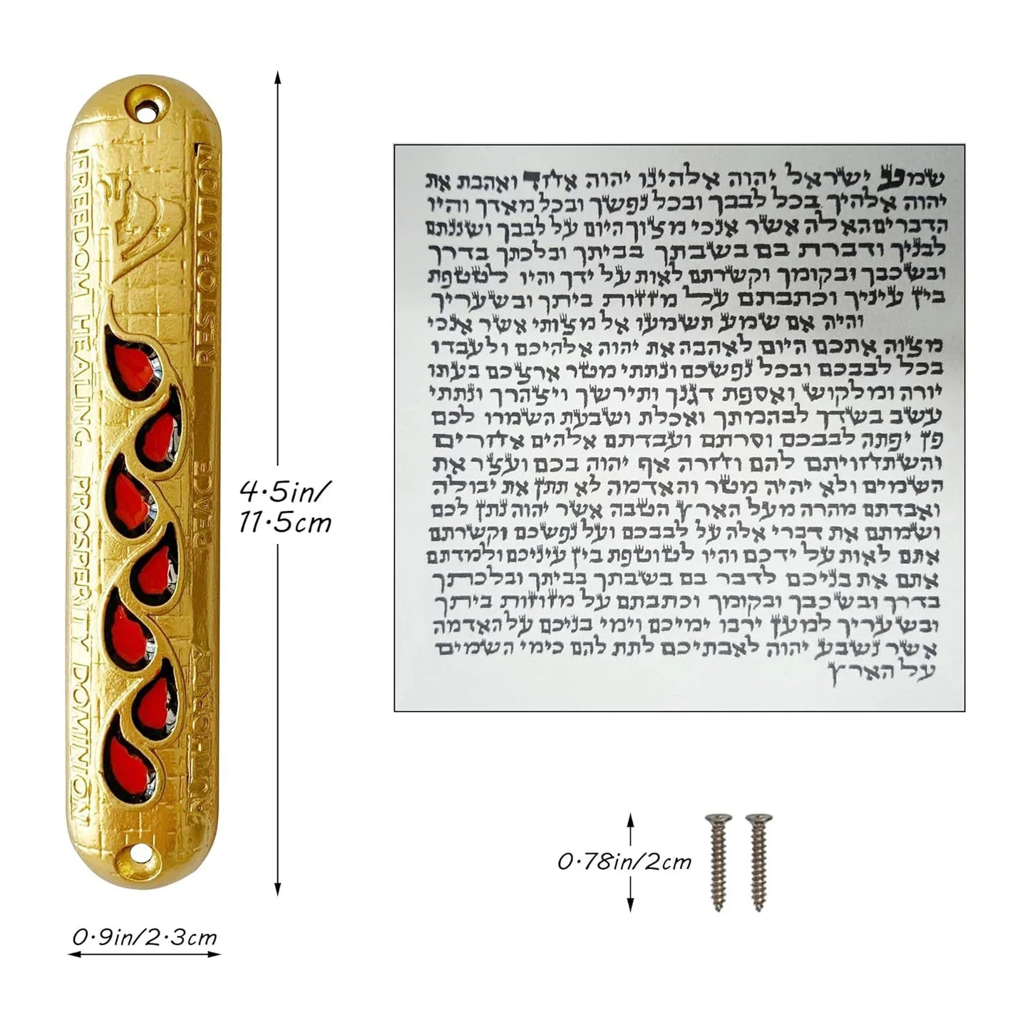 Hand Painted Door Mezuzah Ornament with Screw Zinc Alloy Jewish Mezuzah Case Cover Delicate Embellished Door Wall Hanukkah Decor