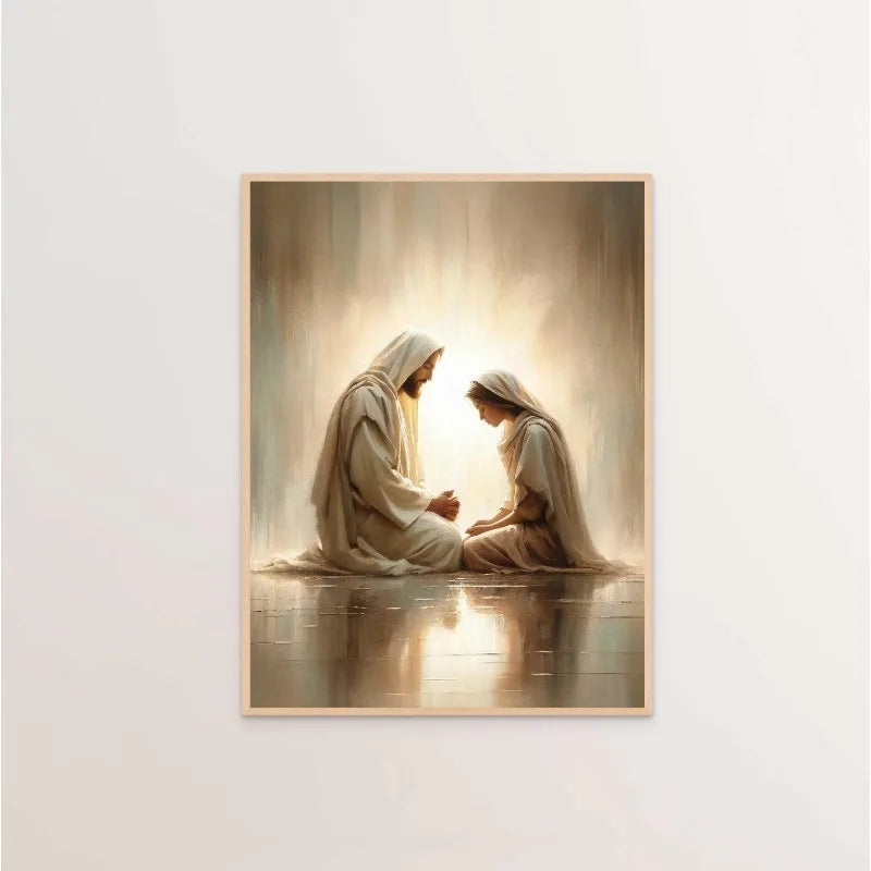 Modern Christian Believer Poster Jesus Praying Shepherd Bible Verse Easter Canvas Painting Wall Art for Kids Room Home Decor