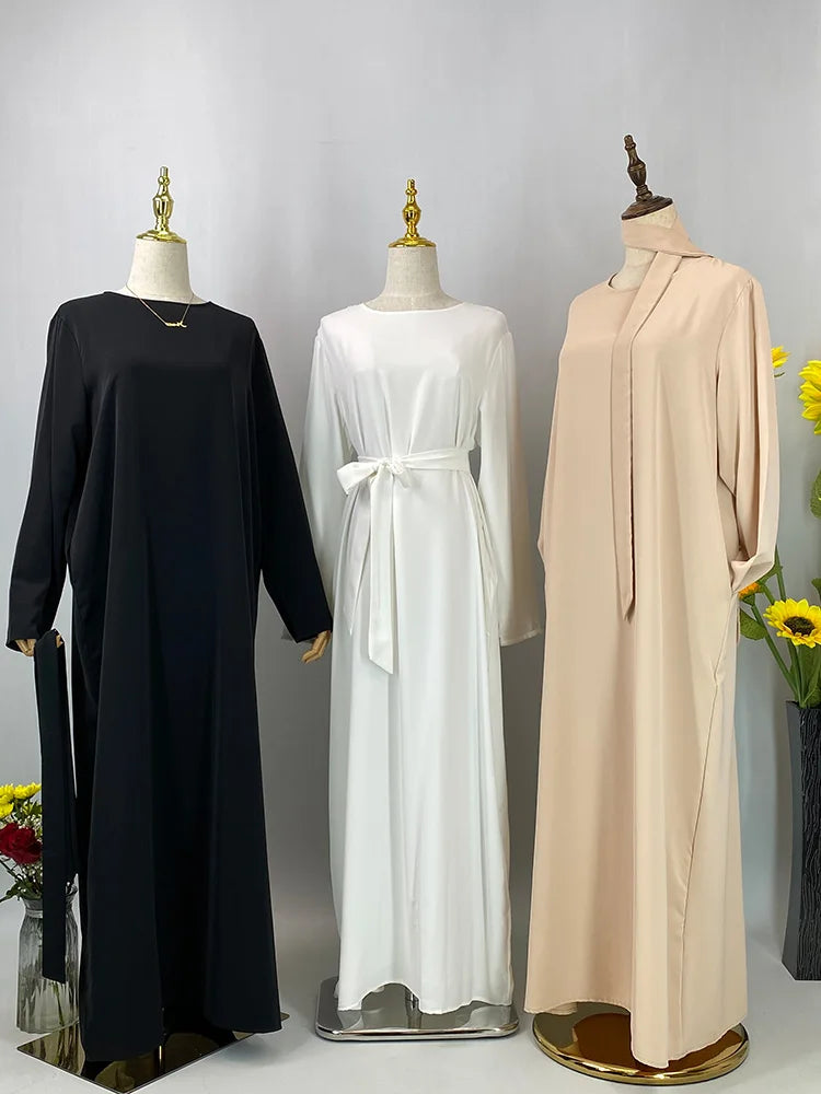 Hot Selle Muslim Woman Abaya With Pockets Islamic Casual And Simple Long Dresses Moroccan Caftan Woman Dubai Abaya Ramadan Black
