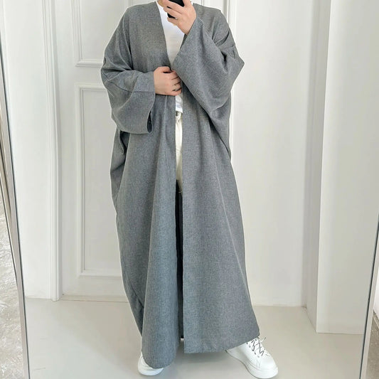 Summer Abaya Dubai Turkey Muslim Batwing Sleeves Islamic Clothing Women Hijabi Outwear Ramadan Eid Kaftan Open Front Kimono