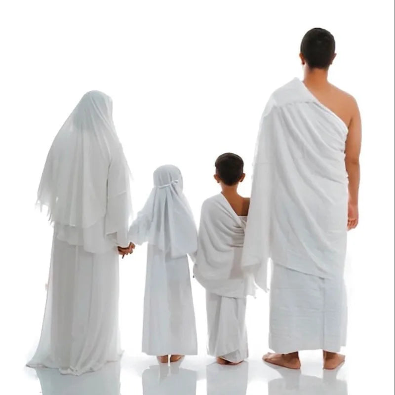 White Men's Simple High-End Hajj Ihram Towel Set Bath Towel Pilgrimage Towel Cross-Border Two-Piece Set Geometry Pattern