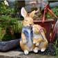 Pastoral Simulation Animal Resin Rabbit Couple Ornament Outdoor Garden Balcony Figurines Crafts Courtyard Accessories Decoration