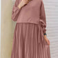 ZANZEA Women Chic Long Tops Islamic Muslim Fashion Hijab O-Neck Wrapped Pleated Hem Blouses Modest Tied Long Sleeve Solid Tunics