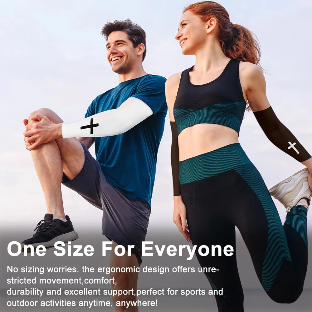 1Pair Cross UV Cooling Arm Sleeve Christian Compression Arm Sleeve Youth Football Baseball Volleyball Sports Cycling Working