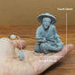 Miniature Zen Fisherman Play Chess Elder Sand Stones Figurine Garden Bonsai Rockery Aquariums Ornaments Lanscape Room Decoration