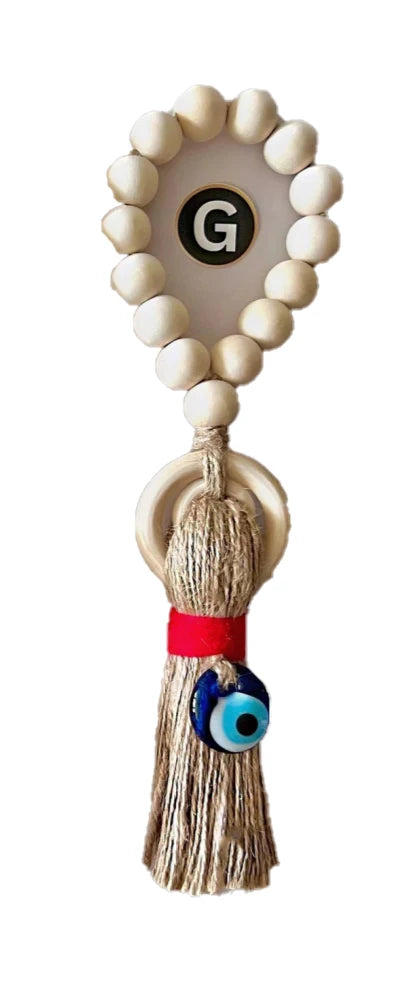 Wooden Guardian Amulet Tassel with Glass Evil Eye Bead Door-Knob Handle Hanging Modern Home Aesthetic Décor Home Decor Gift